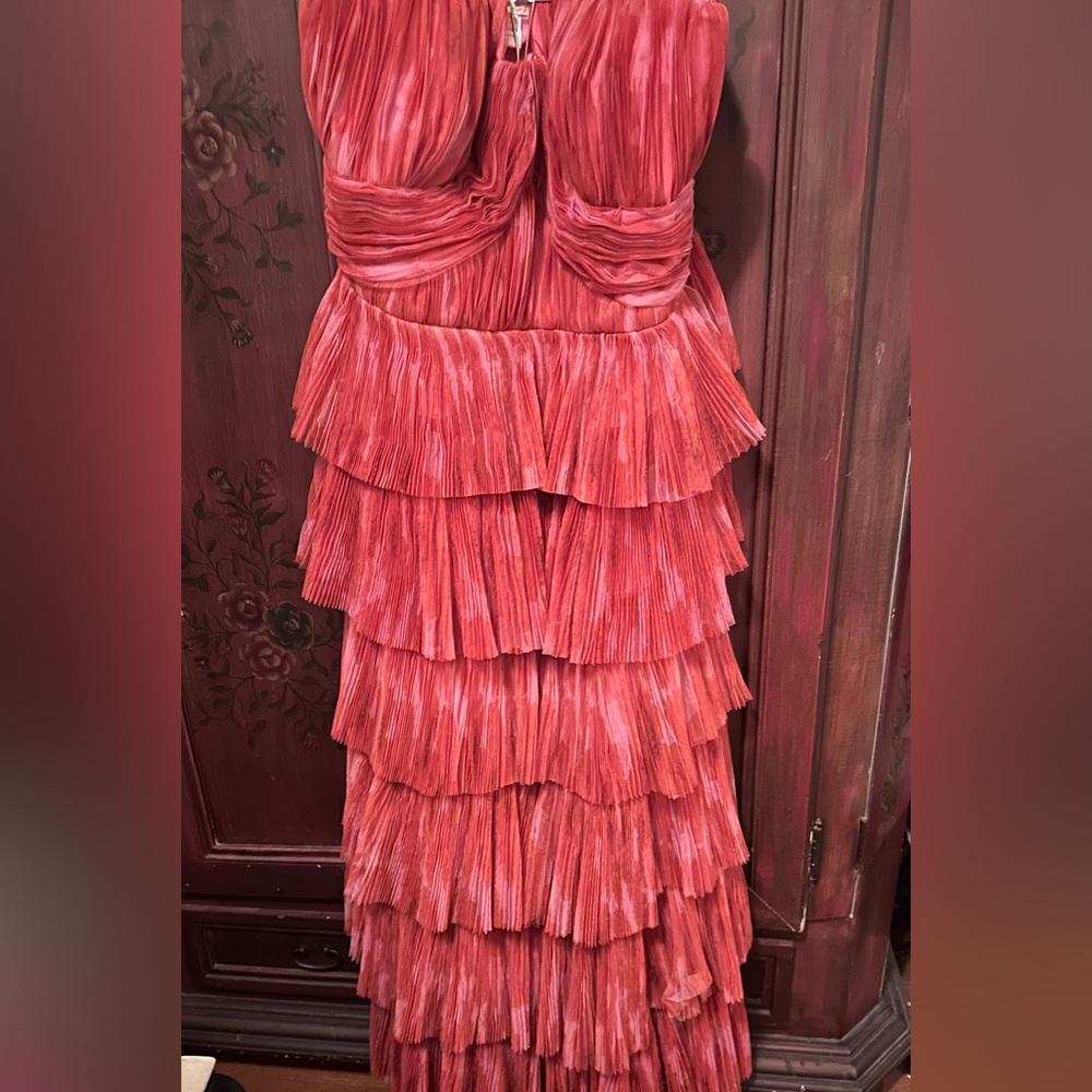 Anthropologie Red Strapless Tiered Maxi Dress - Picture 4 of 6